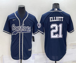 Nike Dallas Cowboys #21 Ezekiel Elliott Navy Blue Joint adults Authentic Stitched baseball jersey