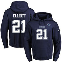 Nike Dallas Cowboys #21 Ezekiel Elliott Navy Blue Stitched NFL Hooded