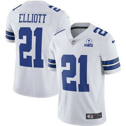 Nike Dallas Cowboys #21 Ezekiel Elliott White Established In 1960 Patch Authentic Stitched NFL Jersey