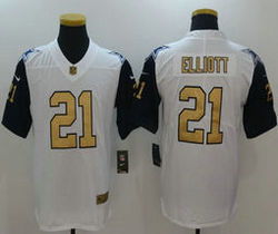 Nike Dallas Cowboys #21 Ezekiel Elliott White Thanksgiving Gold Rush Limited Authentic Stitched NFL Jersey