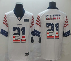 Nike Dallas Cowboys #21 Ezekiel Elliott White Throwback flag Authentic Stitched NFL Jersey