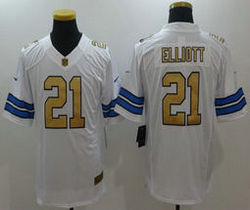 Nike Dallas Cowboys #21 Ezekiel Elliott white Gold Number Stitched NFL Jersey