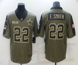 Nike Dallas Cowboys #22 Emmitt Smith 2021 salute to service Authentic Stitched NFL Jersey