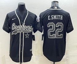 Nike Dallas Cowboys #22 Emmitt Smith Black Reflective with logo Authentic Stitched baseball Jersey