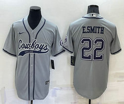 Nike Dallas Cowboys #22 Emmitt Smith Gray Joint adults Authentic Stitched baseball jersey