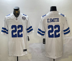 Nike Dallas Cowboys #22 Emmitt Smith White New Team Patch Vapor Untouchable NFL Jersey