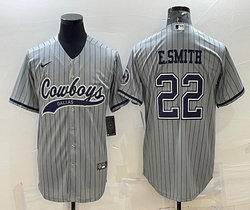 Nike Dallas Cowboys #22 Emmitt Smith grey stripe Joint Authentic Stitched baseball jersey