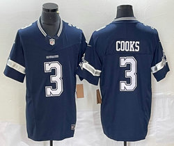 Nike Dallas Cowboys #3 Brandin Cooks Blue 2023 F.U.S.E Authentic Stitched NFL Jersey