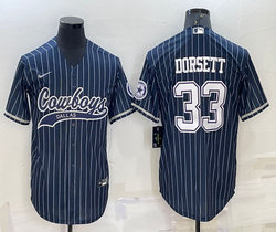 Nike Dallas Cowboys #33 Tony Dorsett Blue White Stripe Joint adults Authentic Stitched baseball jersey
