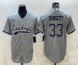 Nike Dallas Cowboys #33 Tony Dorsett grey stripe Joint Authentic Stitched baseball jersey