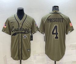 Nike Dallas Cowboys #4 Dak Prescott 2022 Salute To Service Joint baseball jersey