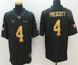 Nike Dallas Cowboys #4 Dak Prescott Anthracite Gold Salute to Service Authentic Stitched NFL Jersey