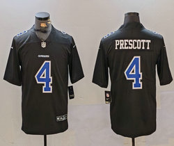 Nike Dallas Cowboys #4 Dak Prescott Black 2024 Throwback patch NFL Jersey