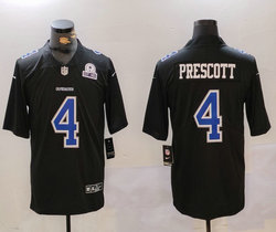 Nike Dallas Cowboys #4 Dak Prescott Black 2024 Throwback with Established patch NFL Jersey