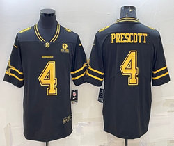Nike Dallas Cowboys #4 Dak Prescott Black Gold Third Authentic Stitched NFL Jersey