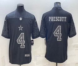 Nike Dallas Cowboys #4 Dak Prescott Black Reflective Authentic Stitched NFL jersey