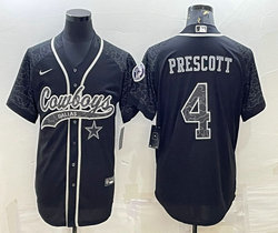 Nike Dallas Cowboys #4 Dak Prescott Black Reflective with logo Authentic Stitched baseball Jersey