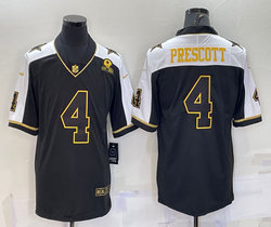 Nike Dallas Cowboys #4 Dak Prescott Black Thanksgiving Gold Name Authentic Stitched NFL Jersey