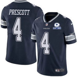 Nike Dallas Cowboys #4 Dak Prescott Blue Established In 1960 Patch Authentic Stitched NFL Jersey