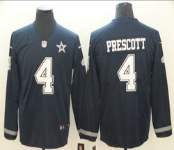 Nike Dallas Cowboys #4 Dak Prescott Blue Long sleeve Authentic stitched NFL jersey