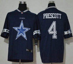 Nike Dallas Cowboys #4 Dak Prescott Blue With team logo Vapor Untouchable Authentic Stitched NFL Jersey