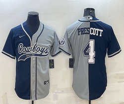 Nike Dallas Cowboys #4 Dak Prescott Blue and Gray Joint adults Authentic Stitched baseball jersey