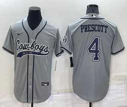 Nike Dallas Cowboys #4 Dak Prescott Gray Joint adults Authentic Stitched baseball jersey