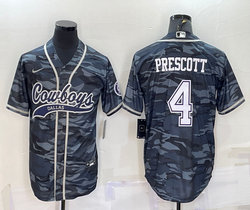 Nike Dallas Cowboys #4 Dak Prescott Grey Camo (full white name number) Joint Adults Authentic Stitched baseball jersey
