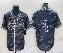 Nike Dallas Cowboys #4 Dak Prescott Grey Camo With Patch Joint Adults Authentic Stitched baseball jersey
