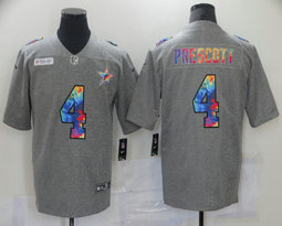 Nike Dallas Cowboys #4 Dak Prescott Hemp grey rainbow Authentic NFL Jerseys