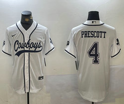 Nike Dallas Cowboys #4 Dak Prescott White 2(II) Joint Authentic Stitched baseball jersey