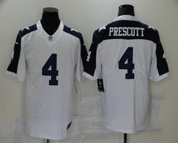 Nike Dallas Cowboys #4 Dak Prescott White Blue Authentic Stitched NFL Jersey