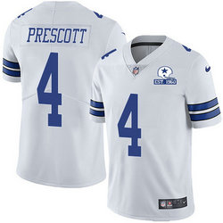 Nike Dallas Cowboys #4 Dak Prescott White Established In 1960 Patch Authentic Stitched NFL Jersey