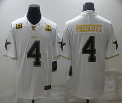 Nike Dallas Cowboys #4 Dak Prescott White Gold Throwback Authentic Stitched NFL Jersey