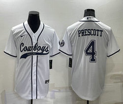 Nike Dallas Cowboys #4 Dak Prescott White Joint adults Authentic Stitched baseball jersey