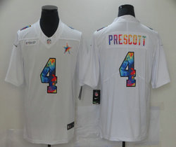 Nike Dallas Cowboys #4 Dak Prescott White Rainbow Authentic Stitched NFL Jersey
