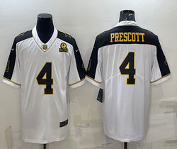 Nike Dallas Cowboys #4 Dak Prescott White Thanksgiving Gold Name Authentic Stitched NFL Jersey