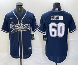 Nike Dallas Cowboys #60 Tyler Guyton Navy Blue Joint adults Authentic Stitched baseball jersey
