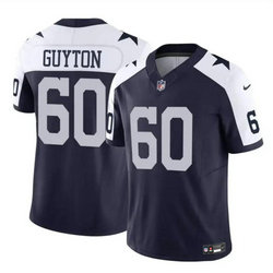 Nike Dallas Cowboys #60 Tyler Guyton Navy Thanksgiving 2024 Draft F.U.S.E Football Jersey