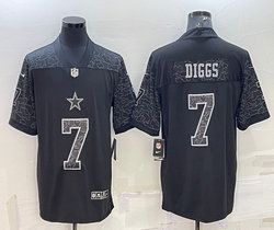 Nike Dallas Cowboys #7 Trevon Diggs Black Reflective Authentic Stitched NFL Jersey