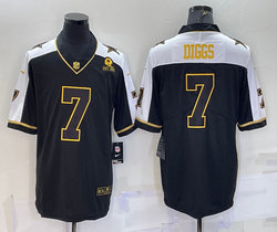 Nike Dallas Cowboys #7 Trevon Diggs Black Thanksgiving Gold Number Authentic Stitched NFL Jersey