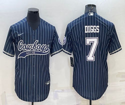 Nike Dallas Cowboys #7 Trevon Diggs Blue White Stripe Joint adults Authentic Stitched baseball jersey