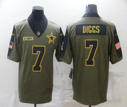 Nike Dallas Cowboys #7 Trevon Diggs Gold Name 2021 salute to service Authentic Stitched NFL Jersey