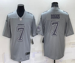 Nike Dallas Cowboys #7 Trevon Diggs Grey Atmosphere Fashion sleeves with patch Authentic Stitched NFL Jersey