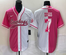Nike Dallas Cowboys #7 Trevon Diggs Pink and White Stitched Football Jersey