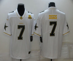 Nike Dallas Cowboys #7 Trevon Diggs White Gold Throwback Authentic Stitched NFL Jersey