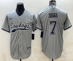 Nike Dallas Cowboys #7 Trevon Diggs grey stripe Joint Authentic Stitched baseball jersey