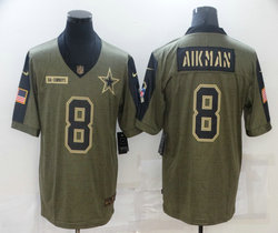 Nike Dallas Cowboys #8 Troy Aikman 2021 salute to service Authentic Stitched NFL Jersey