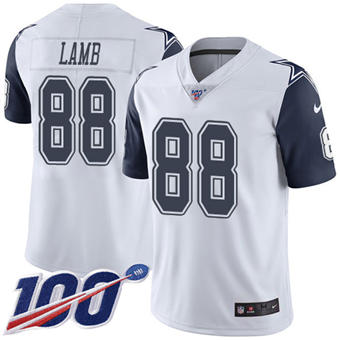 Nike Dallas Cowboys #88 CeeDee Lamb 100th Season White Rush Limited Authentic Stitched NFL Jersey