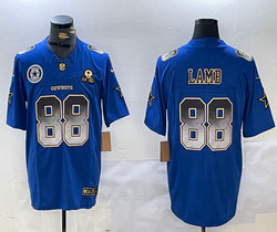 Nike Dallas Cowboys #88 CeeDee Lamb Blue Fashion F.U.S.E Team and Established patch jersey